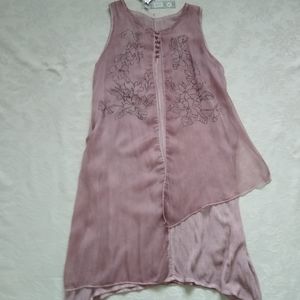 New🎀 Pretty Angel linen blend chiffon overlay asymmetric